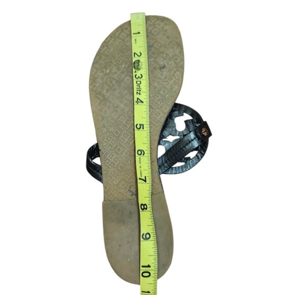 Tory Burch Black Leather Thong Sandals Women’s US 9 Designer Summer Flats - Picture 8 of 10